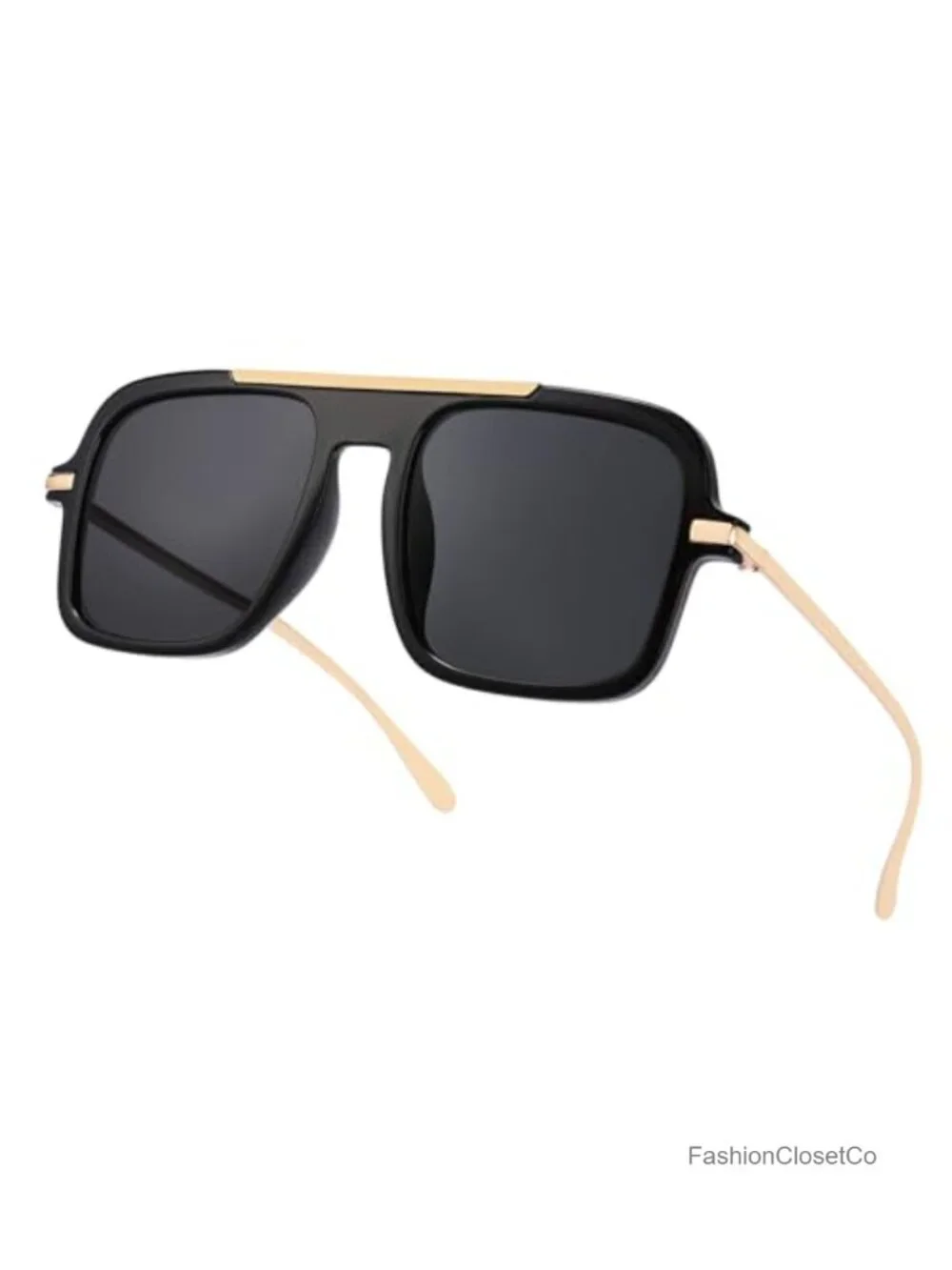 Retro Oversized Square Aviator Sunglasses Women Men UV400 Metal Frame